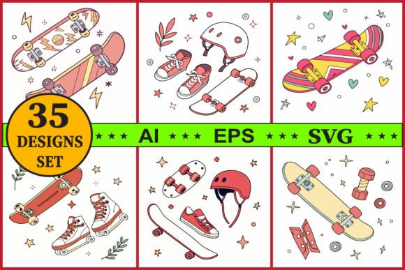 Download Skateboard Vector Clipart Bundle Set - Clipart Collection