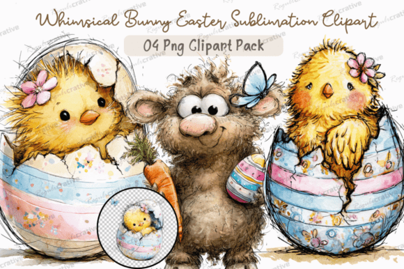 Download Whimsical Bunny Easter Clipart PNG,Cute - Clipart Collection