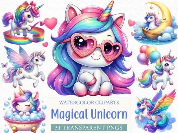 Download Cute Magical Unicorn Clipart - Clipart Collection