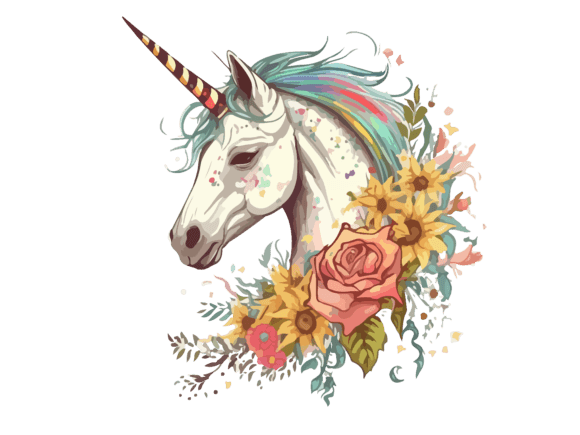 Download Watercolor Floral Unicorn Vector Clipart - Clipart Collection
