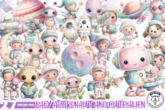 Download Baby Astronaut and Cute Alien Clipart - Alien Collection
