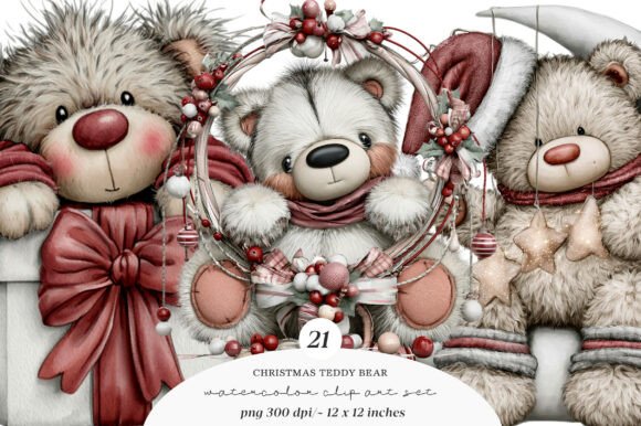 Download Whimsical Christmas Teddy Bear Clipart - Clipart Collection