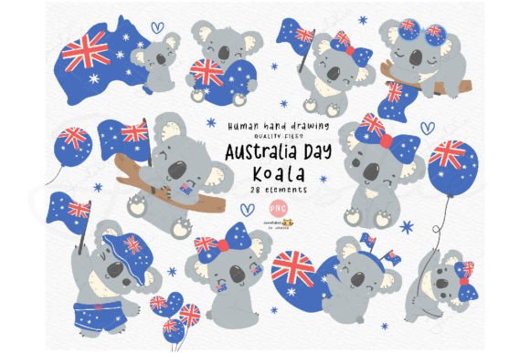 Download Australia Day Baby Koala Clipart Png Set - Australia Collection