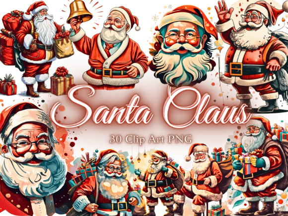 Download 30 Retro Santa Claus Clipart PNG - Clipart Collection