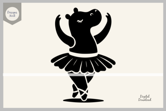 Download Ballerina Hippo SVG Clipart Silhouette - Clipart Collection