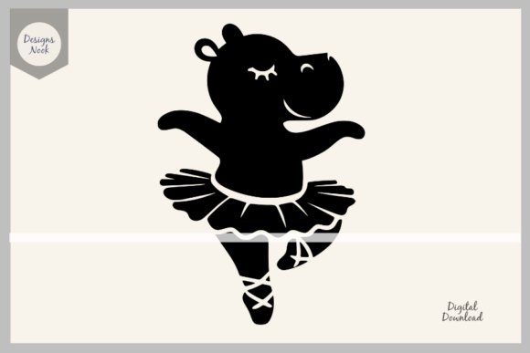 Download Ballerina Hippo SVG Clipart Silhouette - Clipart Collection