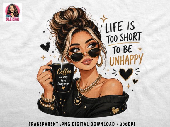 Download Chic Coffee Girl PNG Clipart Sublimation - Clipart Collection