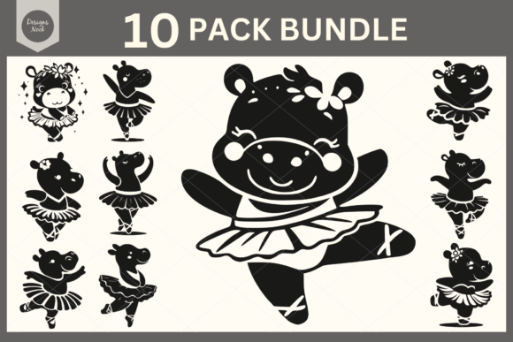 Download Ballerina Hippo SVG Clipart Silhouette - Clipart Collection