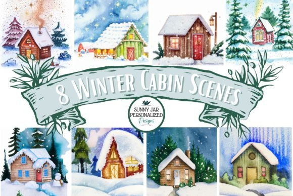 Download Painted Winter Cabin Scenes - Paint Collection
