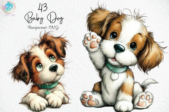 Download Whimsical Baby Dog Clipart PNG - Clipart Collection