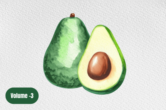 Download Watercolor Avocado Clipart PNG Volume –3 - Clipart Collection