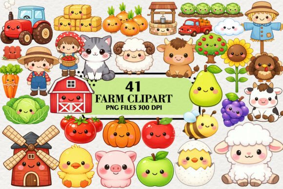Download Kawaii Farm Clipart Bundle - Clipart Collection