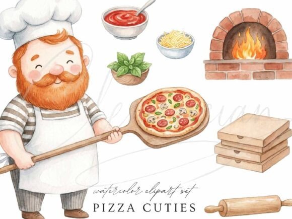 Download Pizza Chef Clipart PNG Cute Pizzeria - Clipart Collection