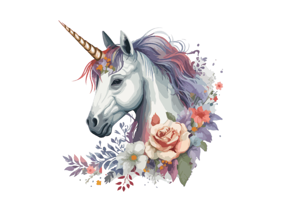 Download Watercolor Floral Unicorn Vector Clipart - Clipart Collection